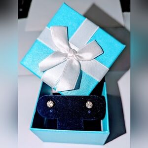 NEW Moissanite Stud Earrings 1 CTW, 14K WHITE GOLD, Comfort backs, Great Flash!